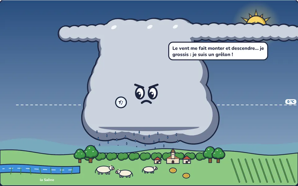 Perle la gouttelette devient grêlon dans un cumulonimbus